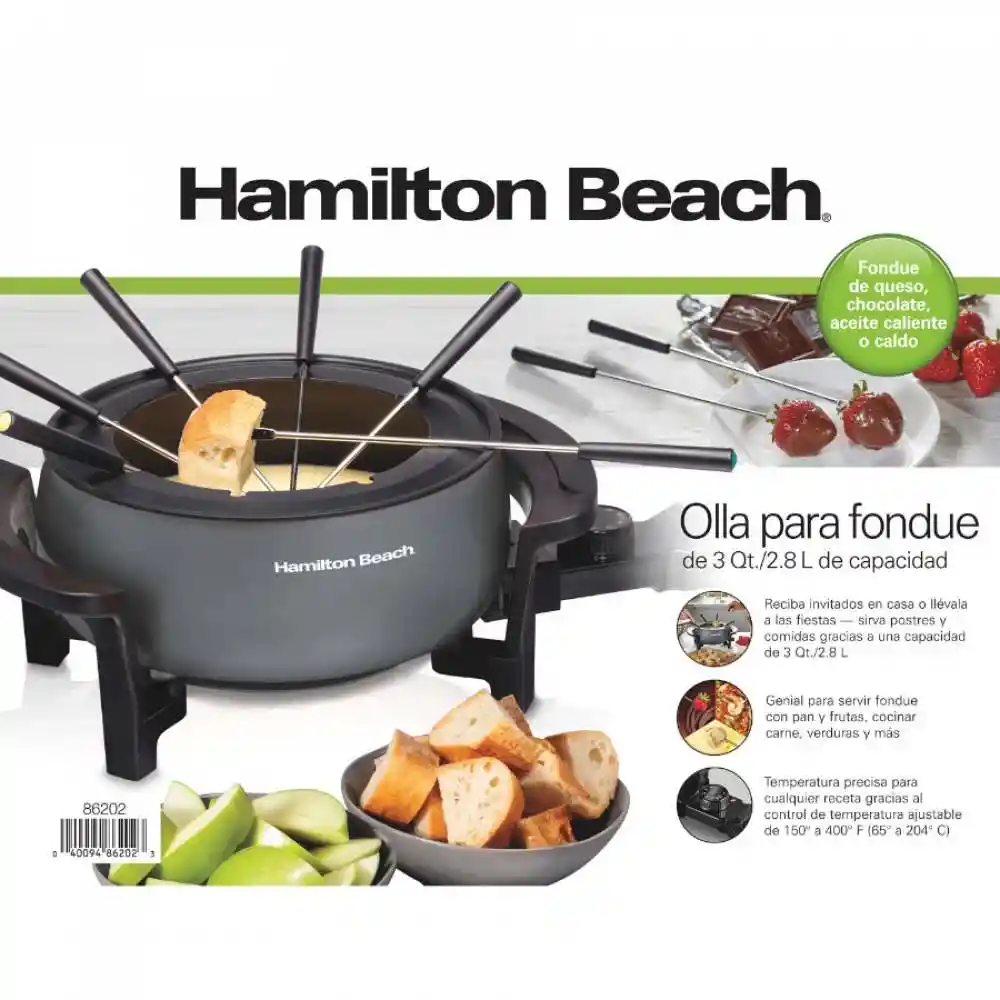 Fondue Hamilton Beach Gris 3 Lt 400 W Acero Inoxidable