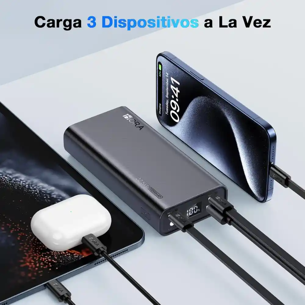1hora Power Bank Portátil Carga Rápida 22.5w 20.000mah Gar158