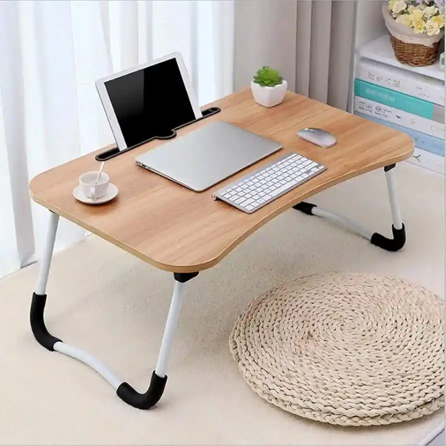 Mesa Auxiliar Con Frente Curvo Base Plegable Con Antideslizante