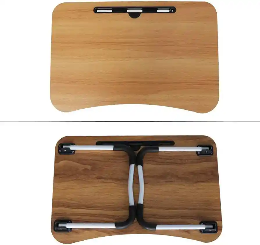 Mesa Auxiliar Con Frente Curvo Base Plegable Con Antideslizante