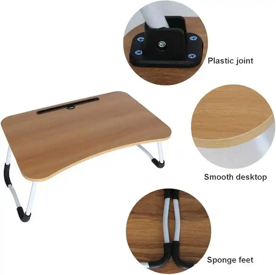 Mesa Auxiliar Con Frente Curvo Base Plegable Con Antideslizante