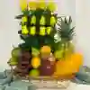 Canasto De Rosas Amarillas Y Frutas