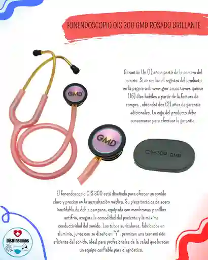 Fonendoscopio Ois 300 Gmd Rosa Brillante