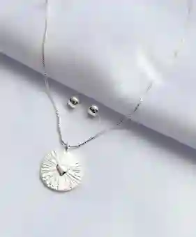 Set Corazón Medalla Plata
