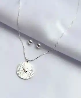 Set Corazón Medalla Plata