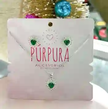 Set Collar + Topos Corazón Plata