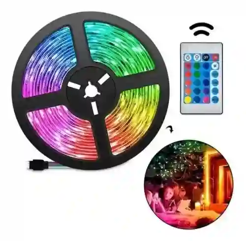 Cinta Led Tira Luces 5mts Rgb Multicolor Con Control