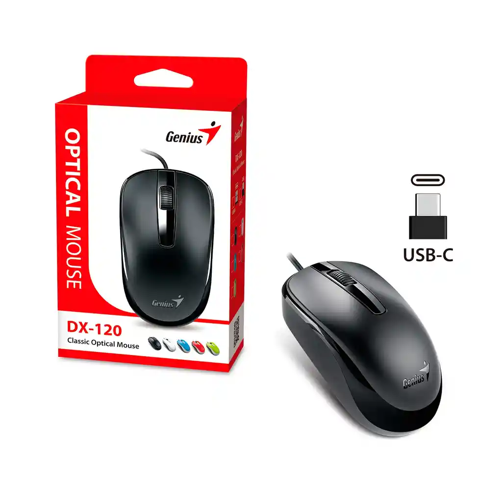 Mouse Genius Dx-120 Tipo C Alambrico Negro