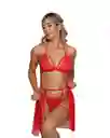 Baby Doll Rojo En Tull Y Encaje Doble Uso