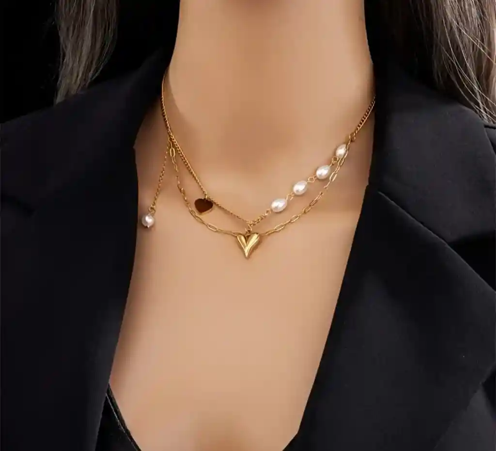 Cadena Corazón Perlado