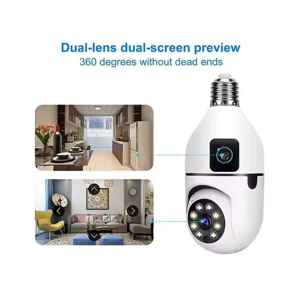 Cámara Bombilla Wifi Doble Lente 360° V380 Pro 2.4ghz