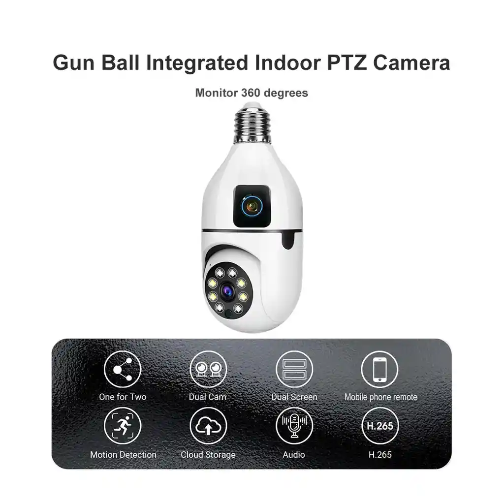 Cámara Bombilla Wifi Doble Lente 360° V380 Pro 2.4ghz