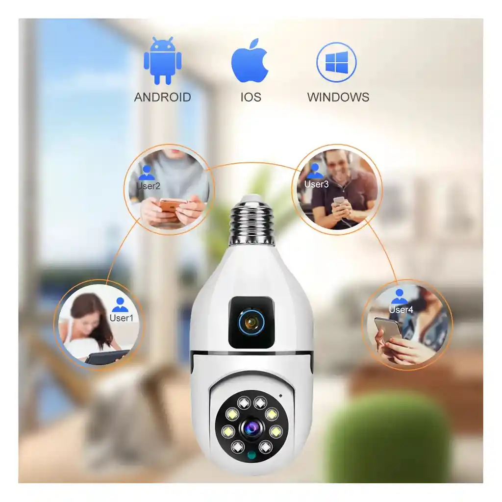 Cámara Bombilla Wifi Doble Lente 360° V380 Pro 2.4ghz