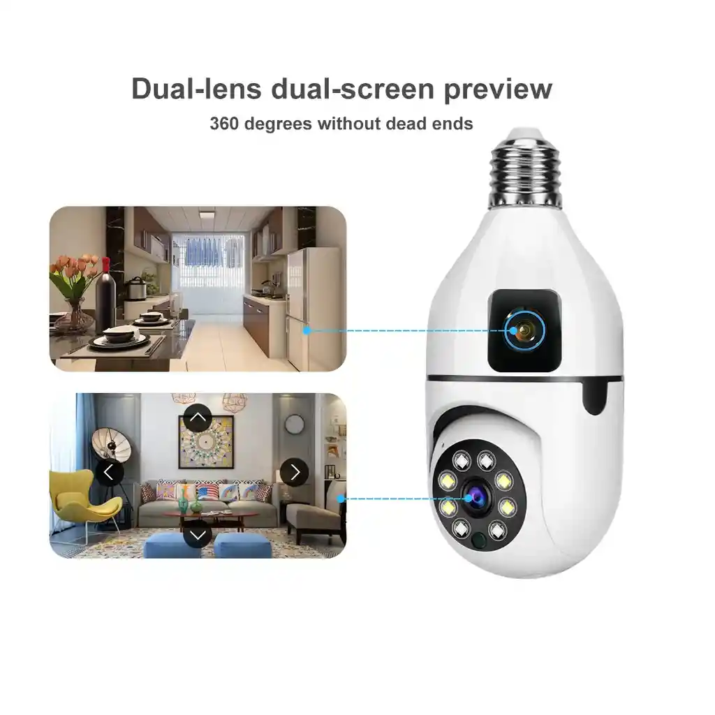 Cámara Bombilla Wifi Doble Lente 360° V380 Pro 2.4ghz