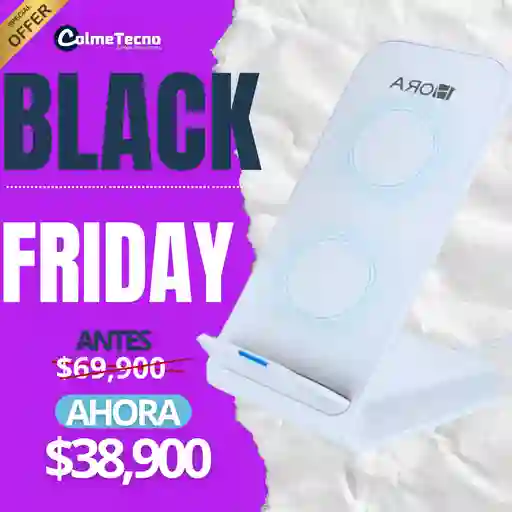 1hora Cargador Inalambrico Carga Rápida Universal Qi Gar157 - Blanco