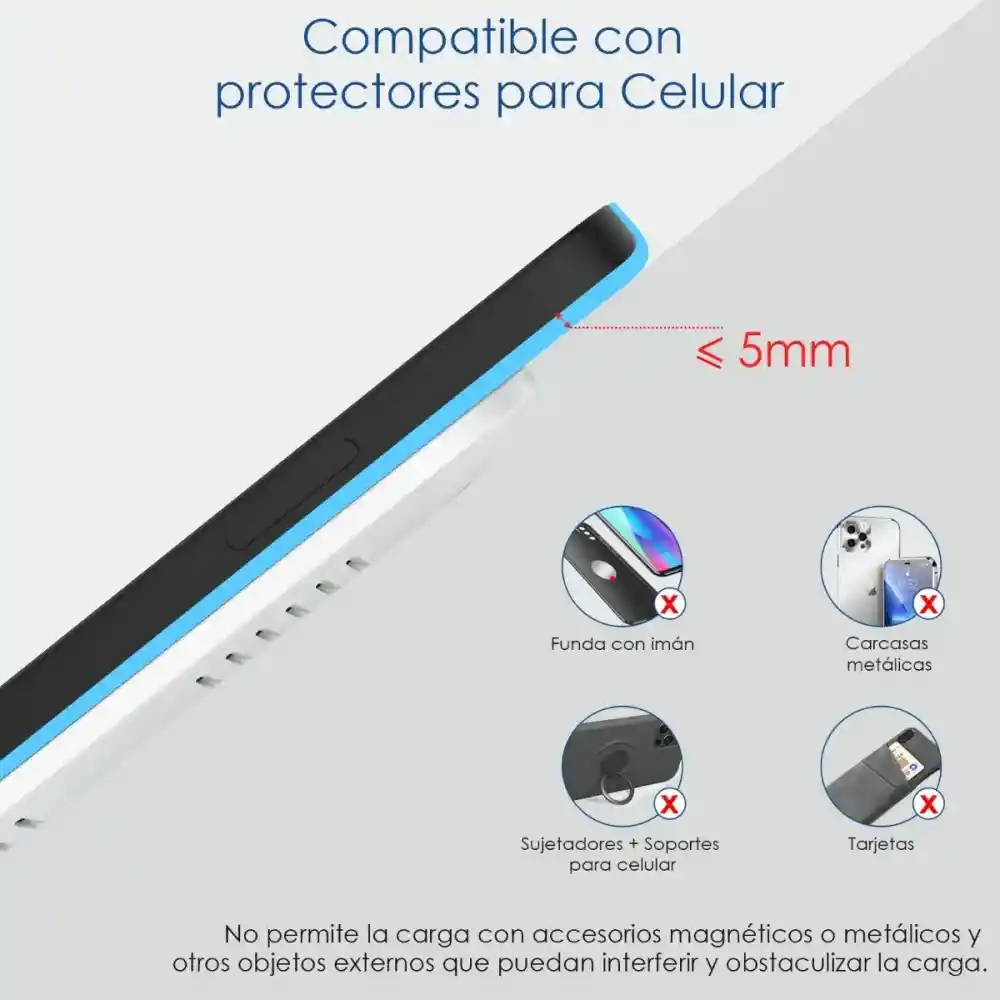 1hora Cargador Inalambrico Carga Rápida Universal Qi Gar157 - Blanco