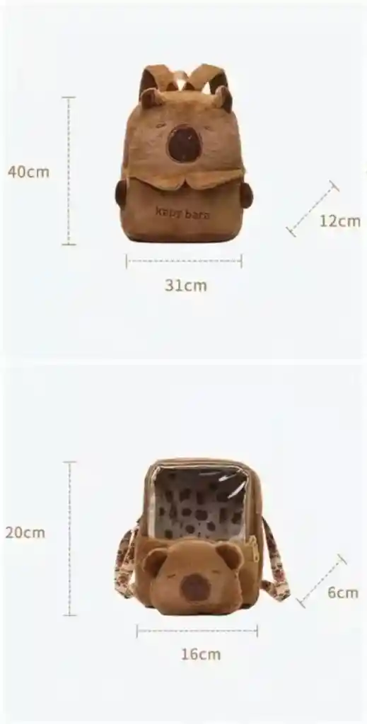 Combo Maleta Y Bolso Lonchera Capibara Afelpado