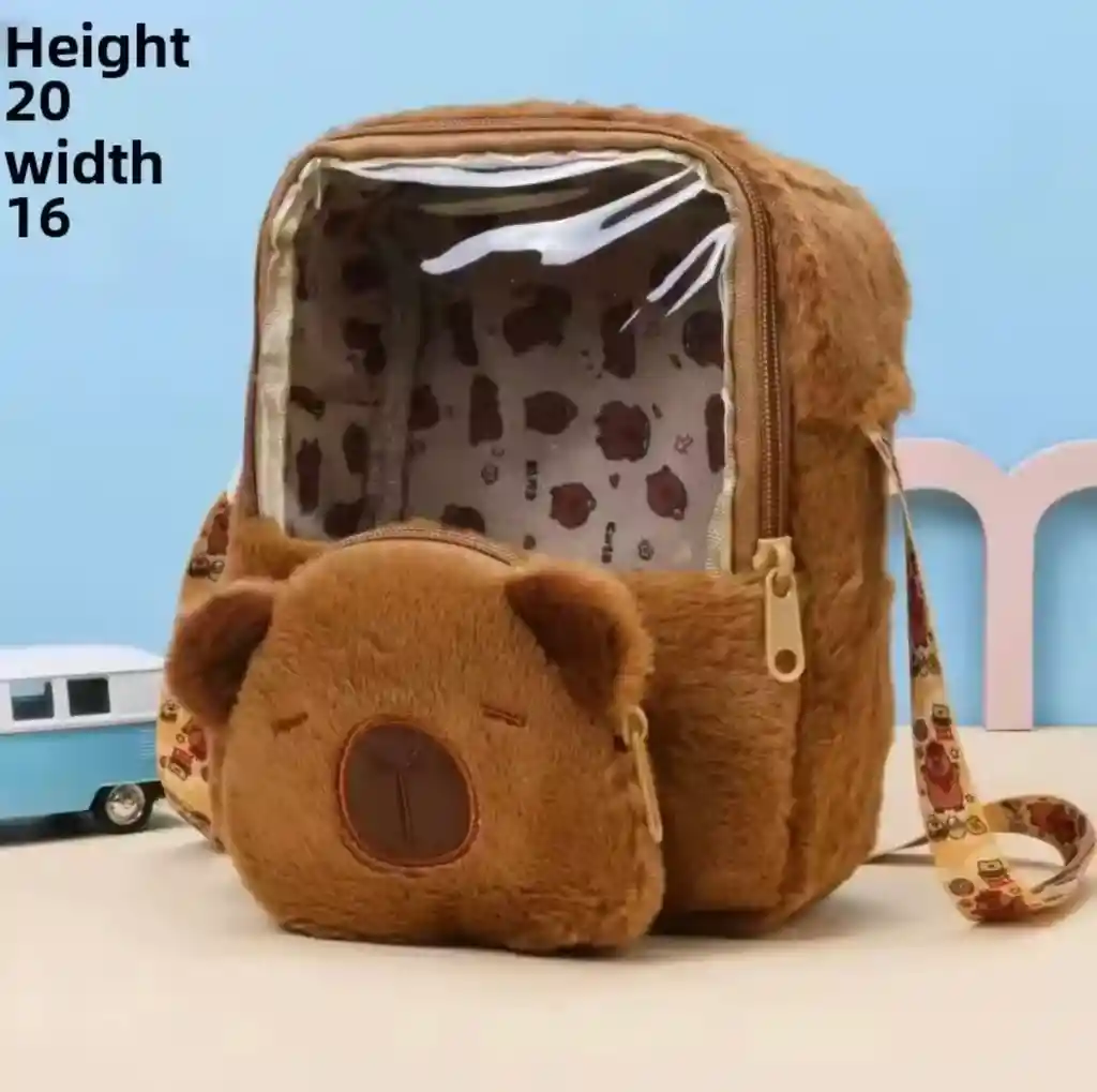 Combo Maleta Y Bolso Lonchera Capibara Afelpado