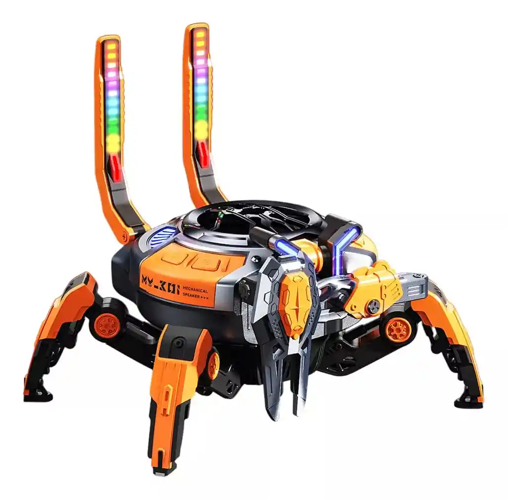 Parlante Bluetooth Cangrejo Nave Espacial Mecánico Naranja