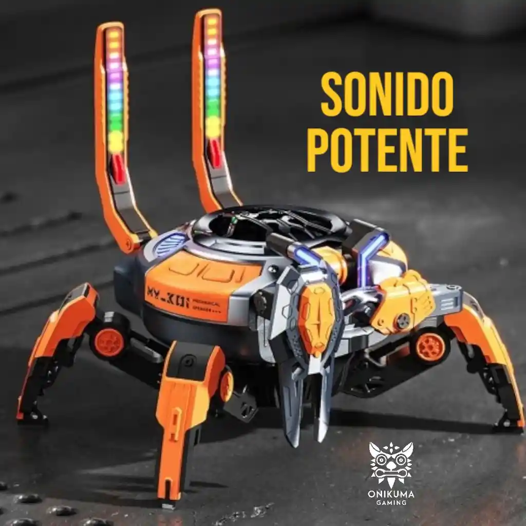 Parlante Bluetooth Cangrejo Nave Espacial Mecánico Naranja