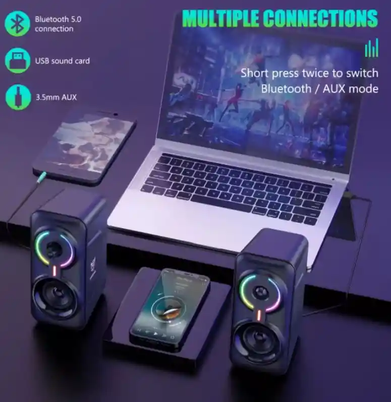 Parlantes Altavoces Gamer Onikuma L6 Bluetooth Luz Rgb 5w