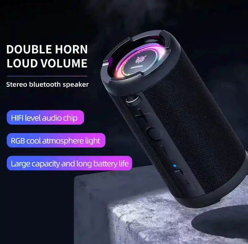 Parlante Portatil Bluetooth Onikuma L20 Surround 360o Color Negro
