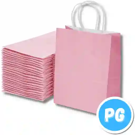 Paquete Bolsa Papel Kraft X12 Unds Rosada 22x27 Centimetros