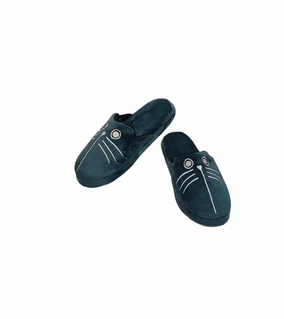 Pantufla Gato Abierta Gris Oscuro Adulto Talla 38-39