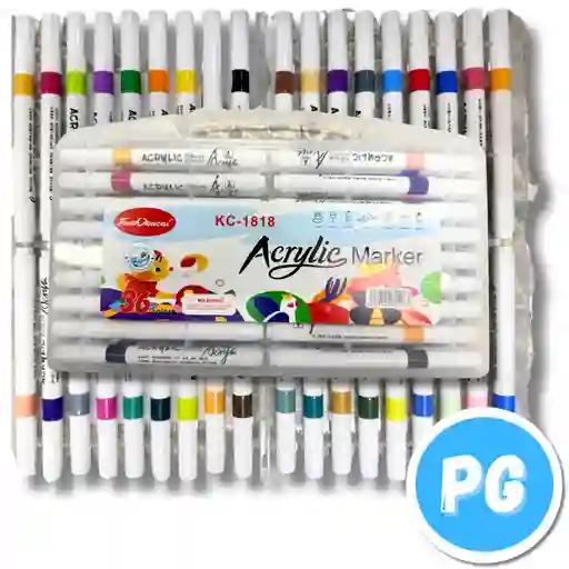 Paquete Marcador Acrilico Touch X36 Unds Unipunta Delgada Marca En Piedras, Vidrio, Plastico, Ropa, Papel Ceramica Y Madera