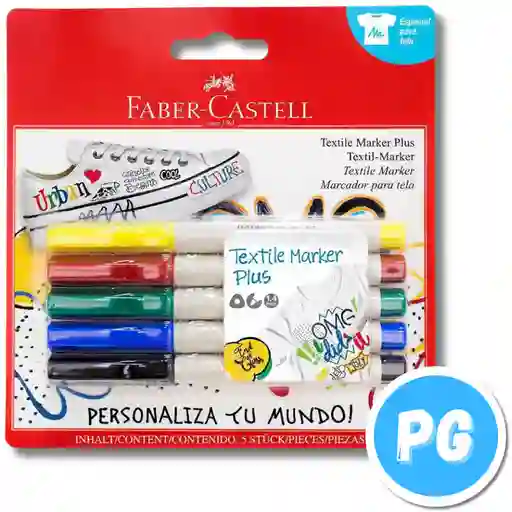 Paquete Marcador Faber Castell Textil X5 Unds Surtido