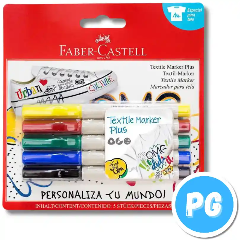 Paquete Marcador Faber Castell Textil X5 Unds Surtido