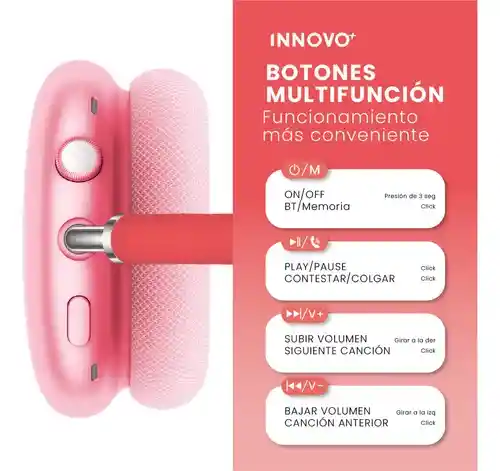 Diadema Audifonos Deportivos Cómodos Max Sound Gama Media Bluetooth Rojo Con Estuche