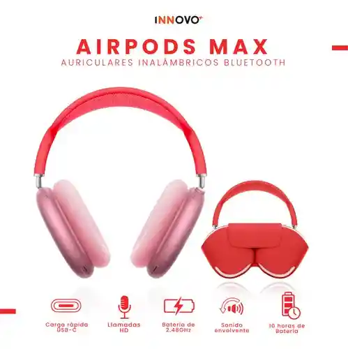Diadema Audifonos Deportivos Cómodos Max Sound Gama Media Bluetooth Rojo Con Estuche