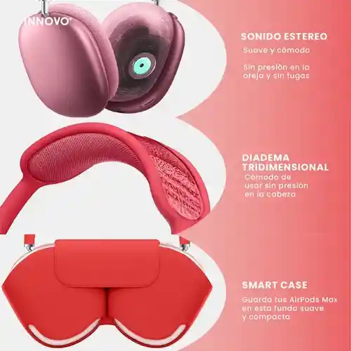 Diadema Audifonos Deportivos Cómodos Max Sound Gama Media Bluetooth Rojo Con Estuche