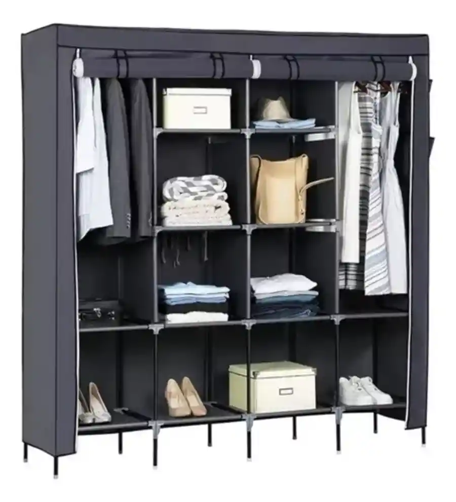 Closet Ropero De 4 Módulos Armario Armable Color Negro