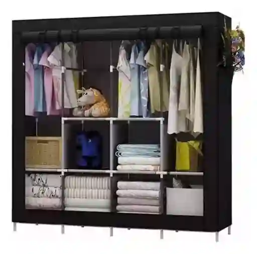 Closet Ropero De 4 Módulos Armario Armable Color Negro