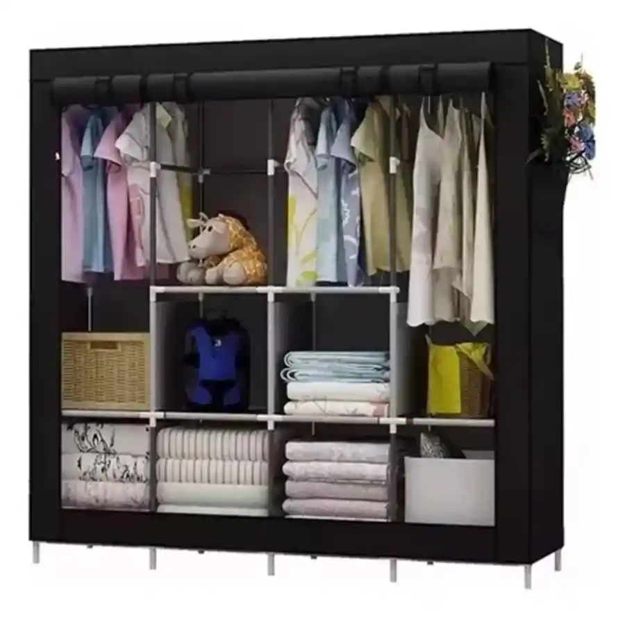 Closet Ropero De 4 Módulos Armario Armable Color Negro