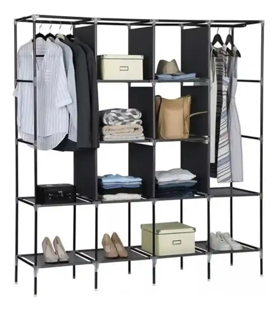 Closet Ropero De 4 Módulos Armario Armable Color Negro