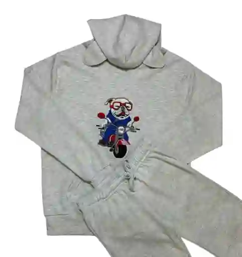 Pijama Nick Perrito Bulldog Moto Cronos Gris Claro Junior M/l Talla 12