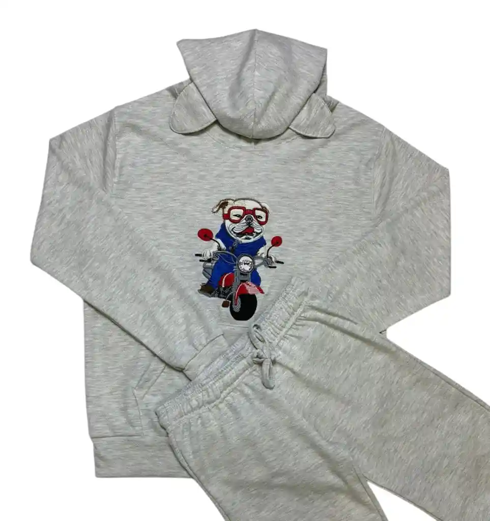 Pijama Nick Perrito Bulldog Moto Cronos Gris Claro Junior M/l Talla 12