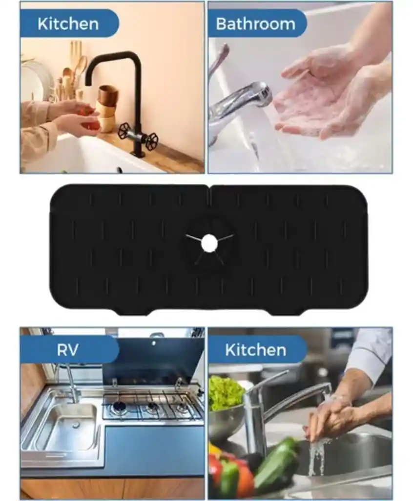 Tapete De Silicona Escurridor Grifo Cocina Fregadero