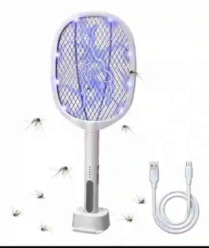 Raqueta Mosquitos Insectos Led Base Color Blanco 110v