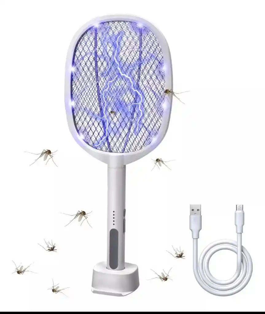 Raqueta Mosquitos Insectos Led Base Color Blanco 110v