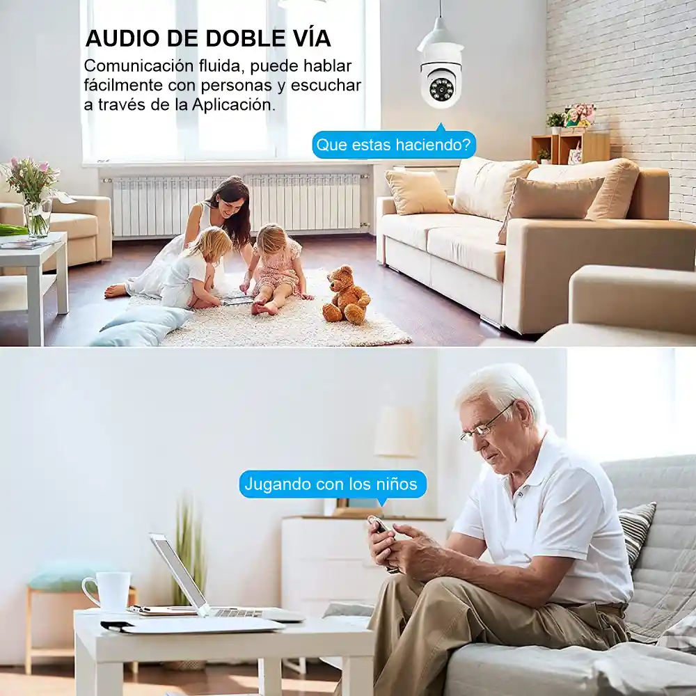 Cámara De Seguridad Wifi Bombillo Robotica Panoramica Ip 360°
