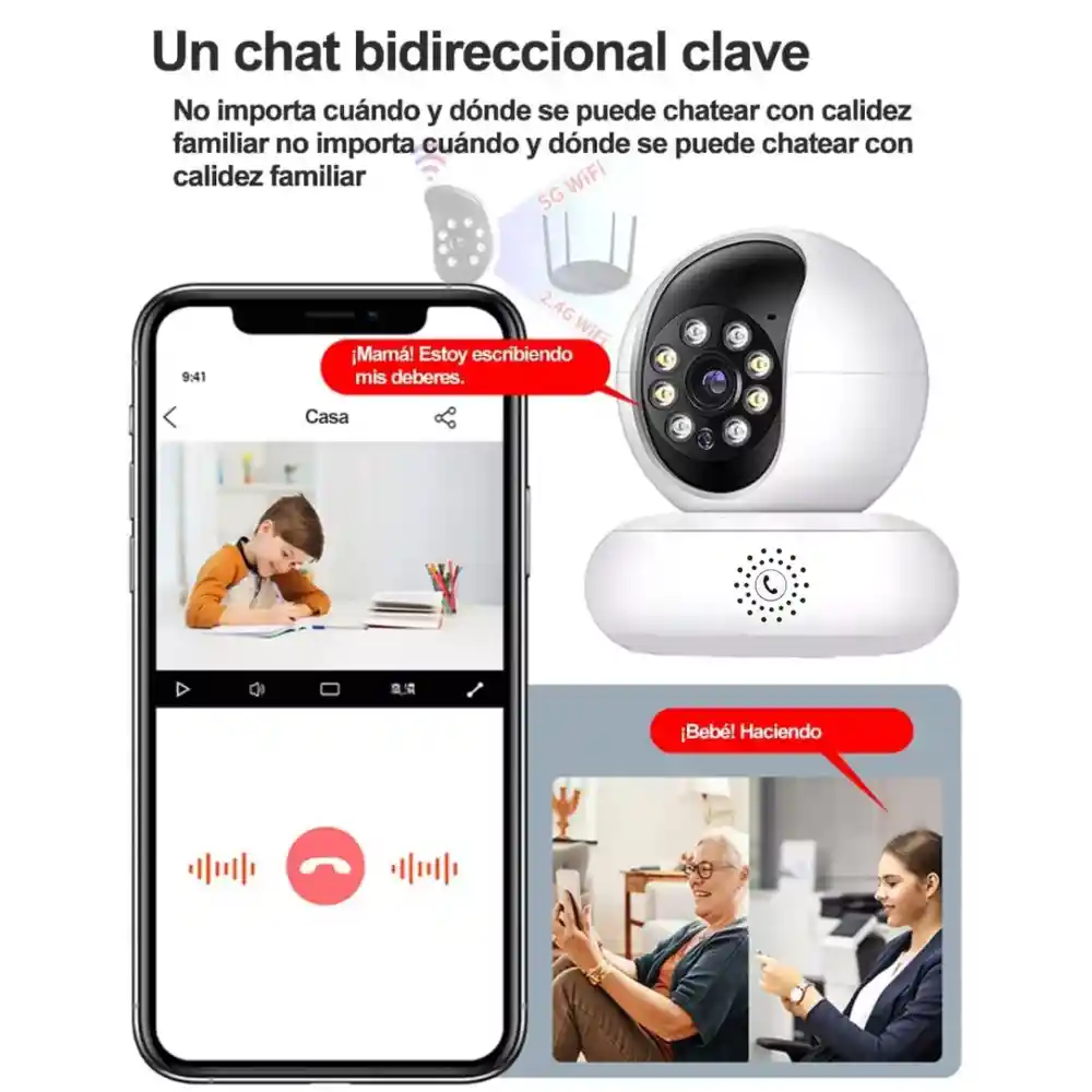 Cámara Seguridad Wifi 5g Panorámica 360 Infrarroja P2p Tc75s