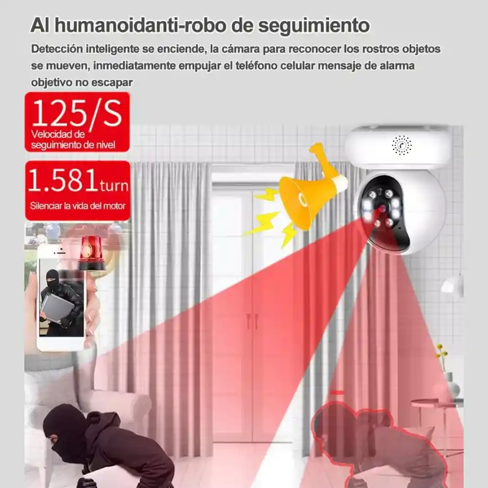 Cámara Seguridad Wifi 5g Panorámica 360 Infrarroja P2p Tc75s