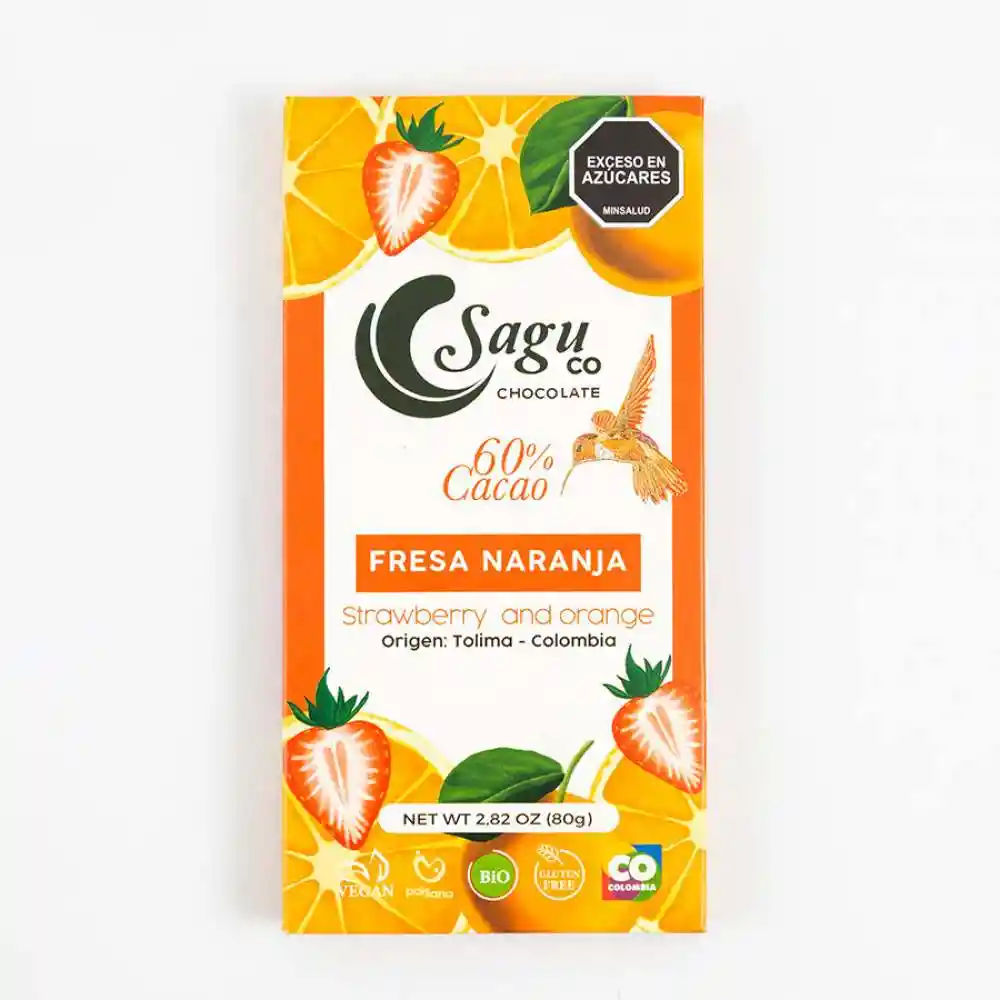 Chocolate Sagu 60 Cacao 80 Gr Fresa