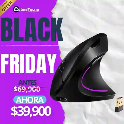 Mouse Ergonomico Vertical Inalambrico 2.4g Recargable Usb