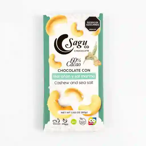 Chocolate Con Marañon Y Sal Marina 60% Cacao - 80 Gr