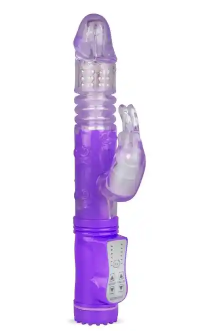 Vibrador Conejo Morado Doble Estimulación Con Movimiento